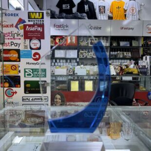 Angel Trophy Acrylic Trophy with Blue Acrylic with Mango Shape with Acrylic Base